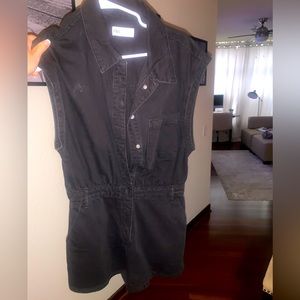 Zara black denim romper, NEVER WORN, size M.
